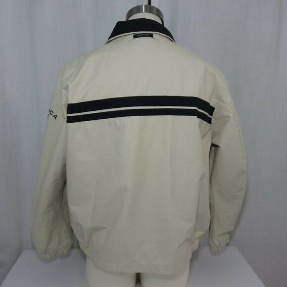 Vintage 90s Nautica XL Beige Navy Blue Jacket - Picture 5 of 8